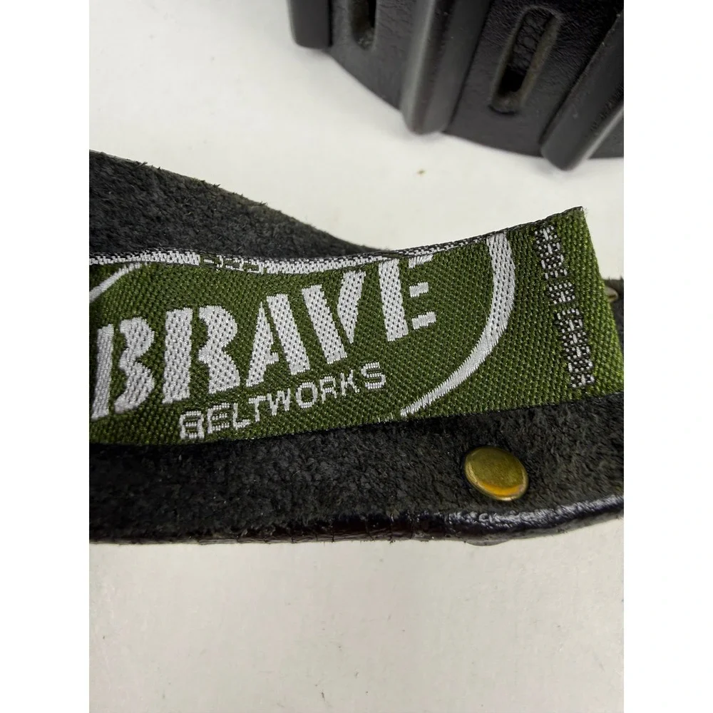 Brave Beltworks Mens Black Leather Studded Belt Size 34 Punk Rock Goth Y2K